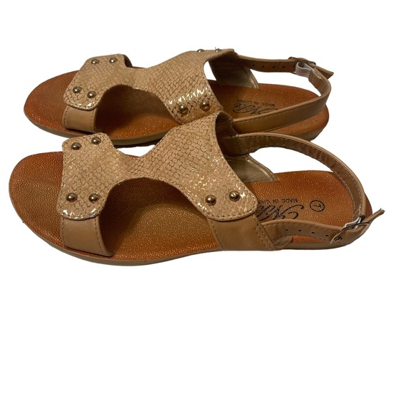 Niki Goldtone Metallic Flat Sandals Size 7 - Picture 8 of 8